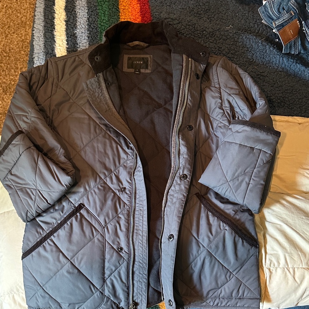 J. Crew Men's Charcoal Quilted Puffer Jacket